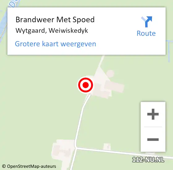 Locatie op kaart van de 112 melding: Brandweer Met Spoed Naar Wytgaard, Weiwiskedyk op 21 juni 2014 08:54