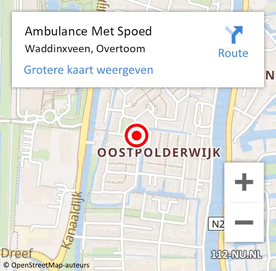 Locatie op kaart van de 112 melding: Ambulance Met Spoed Naar Waddinxveen, Overtoom op 29 augustus 2021 17:16