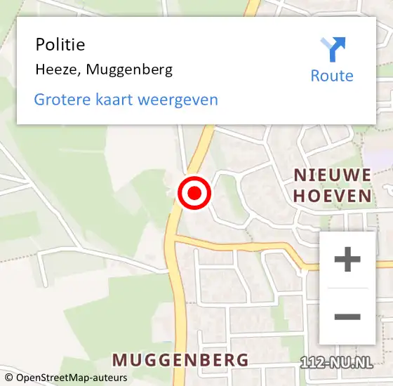 Locatie op kaart van de 112 melding: Politie Heeze, Muggenberg op 29 augustus 2021 17:33
