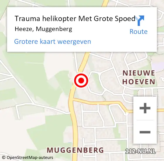Locatie op kaart van de 112 melding: Trauma helikopter Met Grote Spoed Naar Heeze, Muggenberg op 29 augustus 2021 17:35