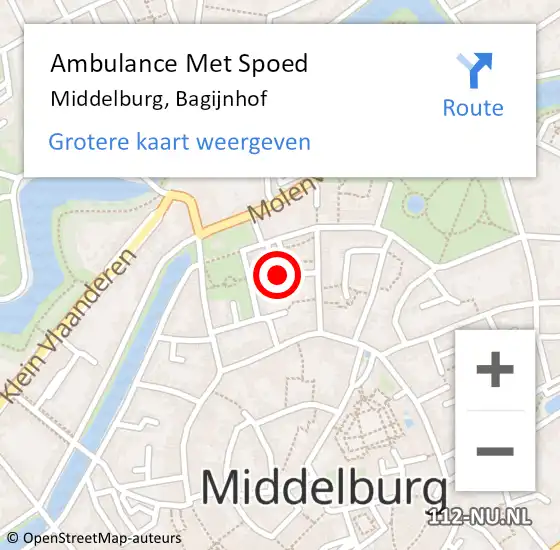 Locatie op kaart van de 112 melding: Ambulance Met Spoed Naar Middelburg, Bagijnhof op 21 juni 2014 09:05