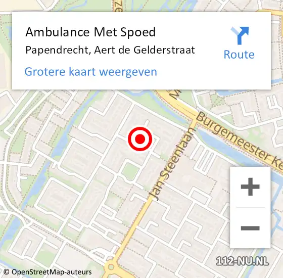 Locatie op kaart van de 112 melding: Ambulance Met Spoed Naar Papendrecht, Aert de Gelderstraat op 29 augustus 2021 18:42