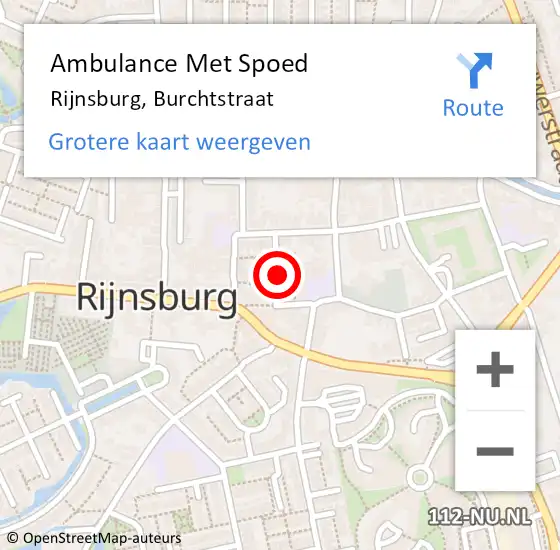 Locatie op kaart van de 112 melding: Ambulance Met Spoed Naar Rijnsburg, Burchtstraat op 29 augustus 2021 18:55