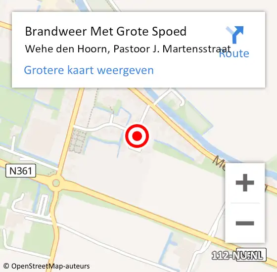 Locatie op kaart van de 112 melding: Brandweer Met Grote Spoed Naar Wehe den Hoorn, Pastoor J. Martensstraat op 29 augustus 2021 18:56