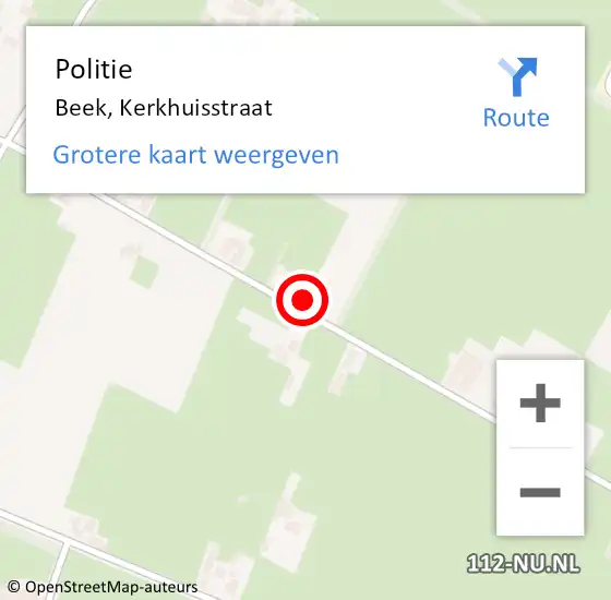 Locatie op kaart van de 112 melding: Politie Beek, Kerkhuisstraat op 29 augustus 2021 19:00