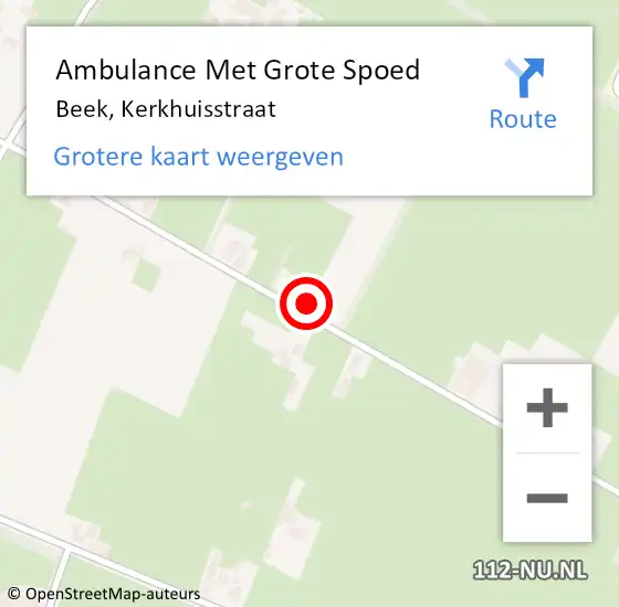 Locatie op kaart van de 112 melding: Ambulance Met Grote Spoed Naar Beek, Kerkhuisstraat op 29 augustus 2021 19:06