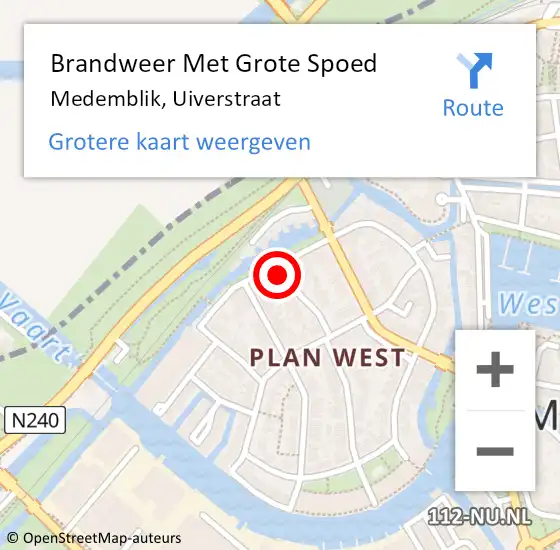 Locatie op kaart van de 112 melding: Brandweer Met Grote Spoed Naar Medemblik, Uiverstraat op 29 augustus 2021 19:22