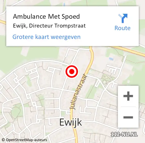 Locatie op kaart van de 112 melding: Ambulance Met Spoed Naar Ewijk, Directeur Trompstraat op 29 augustus 2021 19:49