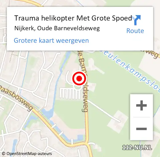 Locatie op kaart van de 112 melding: Trauma helikopter Met Grote Spoed Naar Nijkerk, Oude Barneveldseweg op 29 augustus 2021 19:53