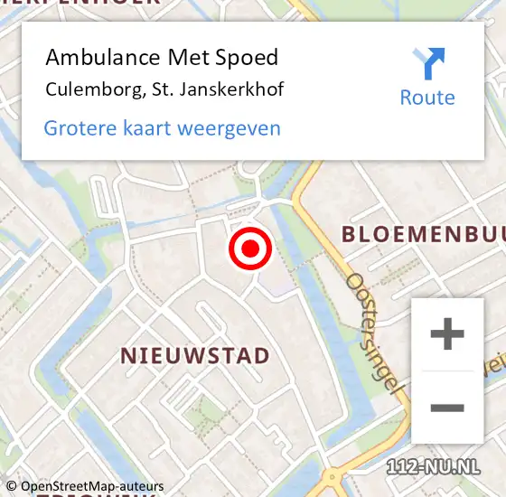 Locatie op kaart van de 112 melding: Ambulance Met Spoed Naar Culemborg, St. Janskerkhof op 29 augustus 2021 20:35