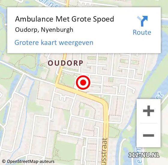 Locatie op kaart van de 112 melding: Ambulance Met Grote Spoed Naar Oudorp, Nyenburgh op 21 juni 2014 09:14