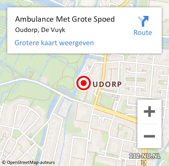 Locatie op kaart van de 112 melding: Ambulance Met Grote Spoed Naar Oudorp, De Vuyk op 29 augustus 2021 20:49