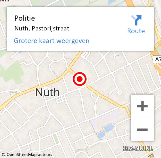 Locatie op kaart van de 112 melding: Politie Nuth, Pastorijstraat op 29 augustus 2021 21:12