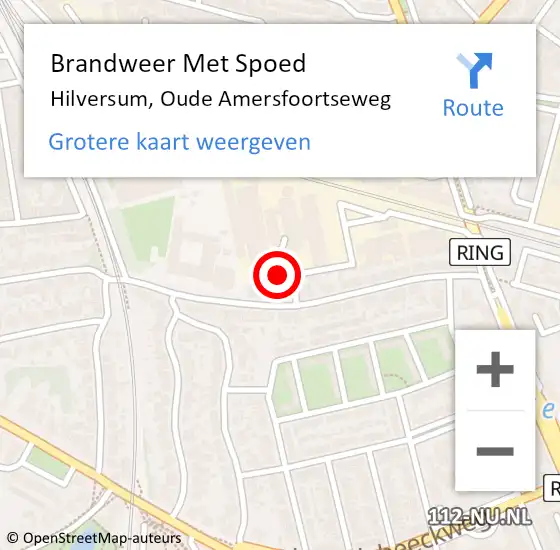 Locatie op kaart van de 112 melding: Brandweer Met Spoed Naar Hilversum, Oude Amersfoortseweg op 29 augustus 2021 21:21