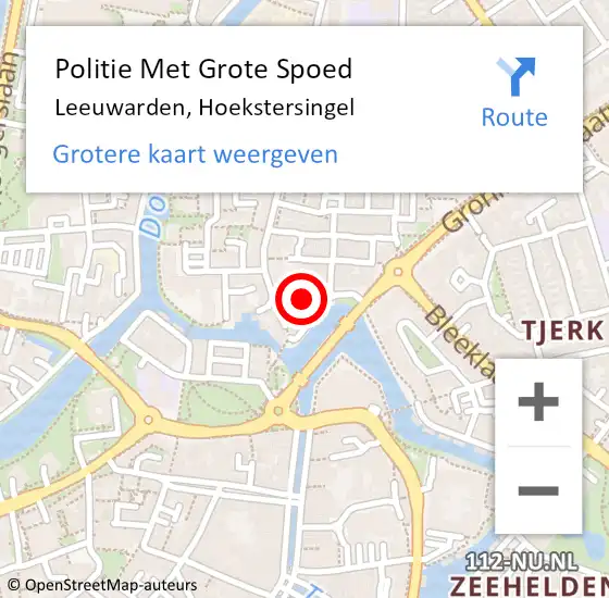 Locatie op kaart van de 112 melding: Politie Met Grote Spoed Naar Leeuwarden, Hoekstersingel op 29 augustus 2021 22:00