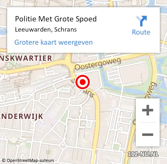 Locatie op kaart van de 112 melding: Politie Met Grote Spoed Naar Leeuwarden, Schrans op 29 augustus 2021 22:01