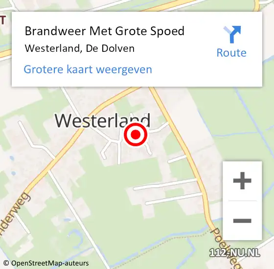 Locatie op kaart van de 112 melding: Brandweer Met Grote Spoed Naar Westerland, De Dolven op 21 juni 2014 09:19