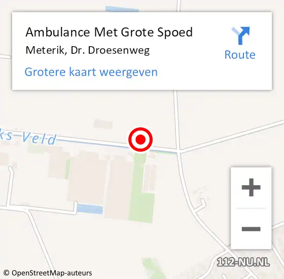 Locatie op kaart van de 112 melding: Ambulance Met Grote Spoed Naar Meterik, Dr. Droesenweg op 21 juni 2014 09:21