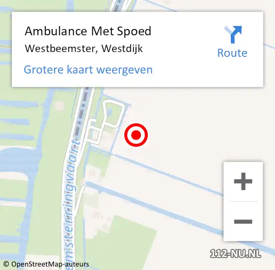 Locatie op kaart van de 112 melding: Ambulance Met Spoed Naar Westbeemster, Westdijk op 29 augustus 2021 23:48