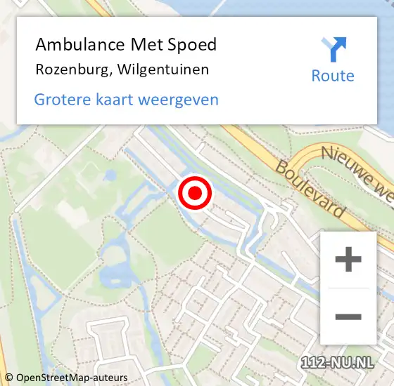 Locatie op kaart van de 112 melding: Ambulance Met Spoed Naar Rozenburg, Wilgentuinen op 29 augustus 2021 23:59