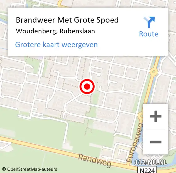 Locatie op kaart van de 112 melding: Brandweer Met Grote Spoed Naar Woudenberg, Rubenslaan op 30 augustus 2021 00:05
