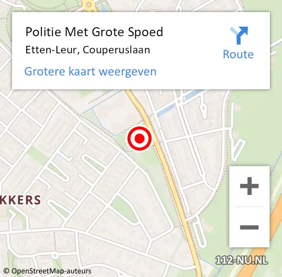 Locatie op kaart van de 112 melding: Politie Met Grote Spoed Naar Etten-Leur, Couperuslaan op 30 augustus 2021 03:11