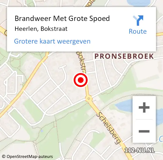 Locatie op kaart van de 112 melding: Brandweer Met Grote Spoed Naar Heerlen, Bokstraat op 30 augustus 2021 03:56
