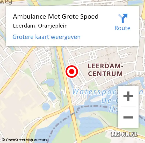 Locatie op kaart van de 112 melding: Ambulance Met Grote Spoed Naar Leerdam, Oranjeplein op 30 augustus 2021 04:12