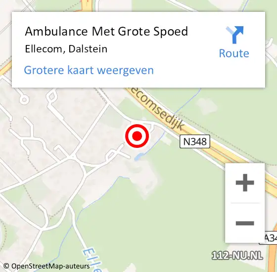 Locatie op kaart van de 112 melding: Ambulance Met Grote Spoed Naar Ellecom, Dalstein op 30 augustus 2021 04:51