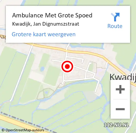 Locatie op kaart van de 112 melding: Ambulance Met Grote Spoed Naar Kwadijk, Jan Dignumszstraat op 30 augustus 2021 05:47