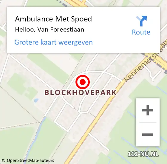Locatie op kaart van de 112 melding: Ambulance Met Spoed Naar Heiloo, Van Foreestlaan op 30 augustus 2021 05:50