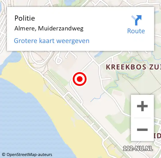 Locatie op kaart van de 112 melding: Politie Almere, Muiderzandweg op 30 augustus 2021 05:52