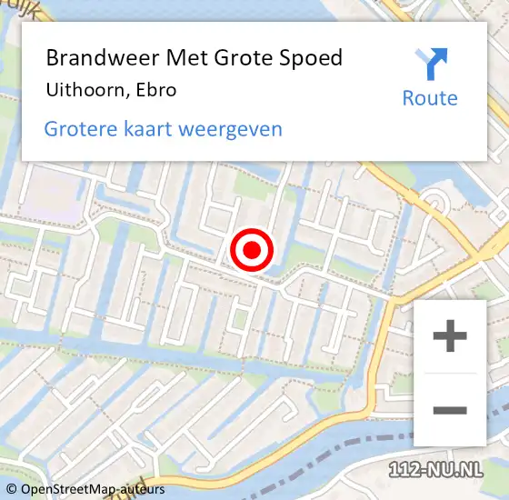 Locatie op kaart van de 112 melding: Brandweer Met Grote Spoed Naar Uithoorn, Ebro op 30 augustus 2021 06:06