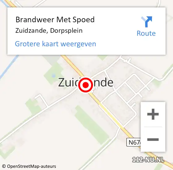 Locatie op kaart van de 112 melding: Brandweer Met Spoed Naar Zuidzande, Dorpsplein op 30 augustus 2021 06:30