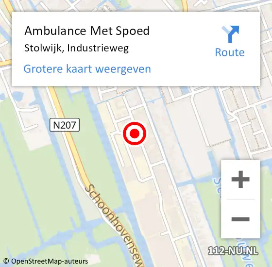 Locatie op kaart van de 112 melding: Ambulance Met Spoed Naar Stolwijk, Industrieweg op 30 augustus 2021 06:51