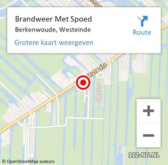 Locatie op kaart van de 112 melding: Brandweer Met Spoed Naar Berkenwoude, Westeinde op 21 juni 2014 09:43