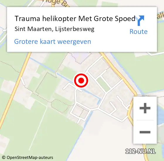 Locatie op kaart van de 112 melding: Trauma helikopter Met Grote Spoed Naar Sint Maarten, Lijsterbesweg op 30 augustus 2021 07:57