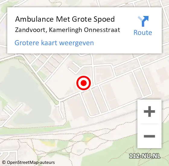 Locatie op kaart van de 112 melding: Ambulance Met Grote Spoed Naar Zandvoort, Kamerlingh Onnesstraat op 30 augustus 2021 08:15