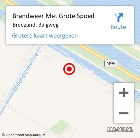 Locatie op kaart van de 112 melding: Brandweer Met Grote Spoed Naar Breezand, Balgweg op 30 augustus 2021 08:21