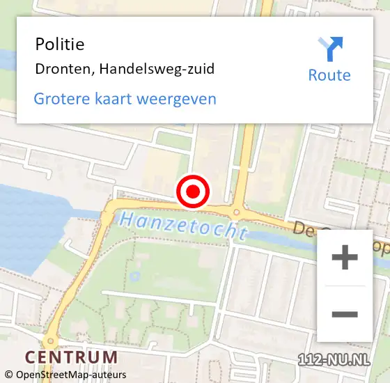 Locatie op kaart van de 112 melding: Politie Dronten, Handelsweg-zuid op 30 augustus 2021 08:29