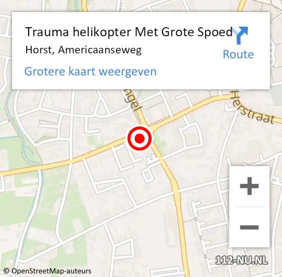 Locatie op kaart van de 112 melding: Trauma helikopter Met Grote Spoed Naar Horst, Americaanseweg op 30 augustus 2021 08:31