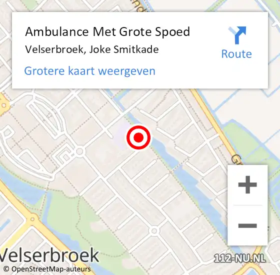 Locatie op kaart van de 112 melding: Ambulance Met Grote Spoed Naar Velserbroek, Joke Smitkade op 30 augustus 2021 08:47