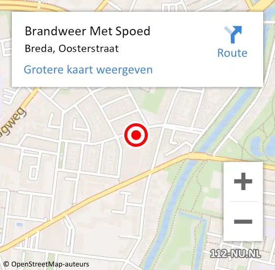 Locatie op kaart van de 112 melding: Brandweer Met Spoed Naar Breda, Oosterstraat op 30 augustus 2021 09:17