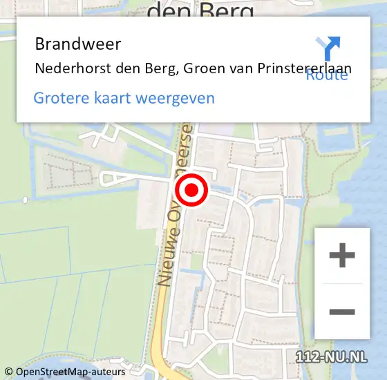 Locatie op kaart van de 112 melding: Brandweer Nederhorst den Berg, Groen van Prinstererlaan op 21 juni 2014 09:57