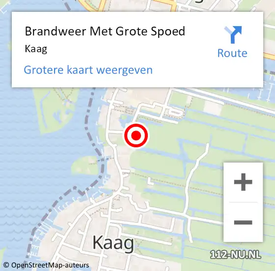 Locatie op kaart van de 112 melding: Brandweer Met Grote Spoed Naar Kaag op 30 augustus 2021 09:21