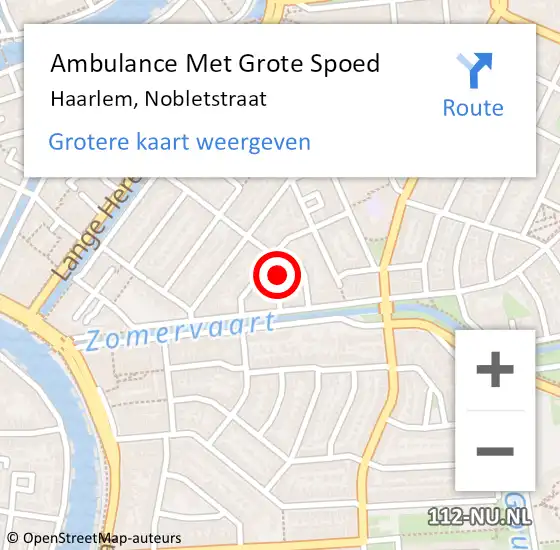 Locatie op kaart van de 112 melding: Ambulance Met Grote Spoed Naar Haarlem, Nobletstraat op 30 augustus 2021 09:23