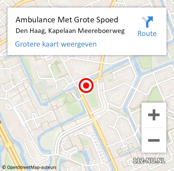 Locatie op kaart van de 112 melding: Ambulance Met Grote Spoed Naar Den Haag, Kapelaan Meereboerweg op 30 augustus 2021 09:37