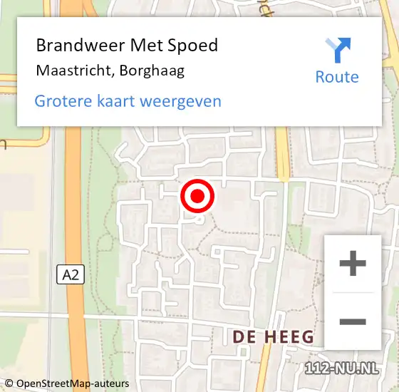 Locatie op kaart van de 112 melding: Brandweer Met Spoed Naar Maastricht, Borghaag op 30 augustus 2021 09:47