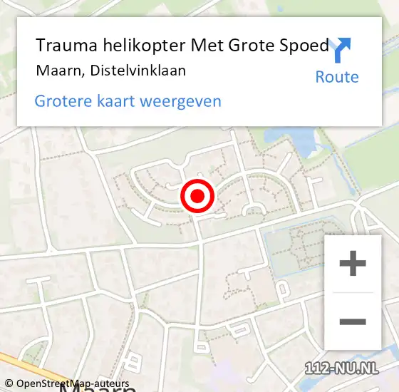 Locatie op kaart van de 112 melding: Trauma helikopter Met Grote Spoed Naar Maarn, Distelvinklaan op 30 augustus 2021 09:51