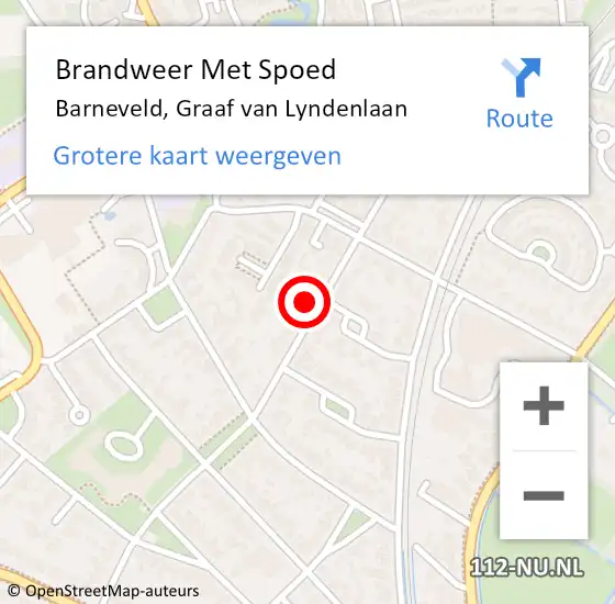 Locatie op kaart van de 112 melding: Brandweer Met Spoed Naar Barneveld, Graaf van Lyndenlaan op 30 augustus 2021 10:13